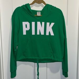 VICTORIA'S SECRET PINK FLEECE CROPPED CINCHED CAMPUS HOODIE